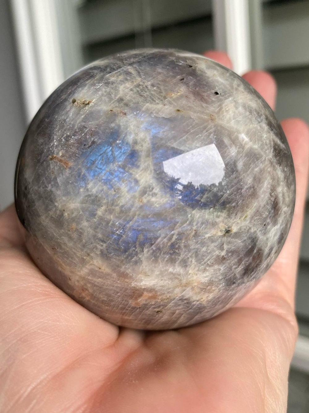 🌙✨ Moonstone Crystal Sphere with Stunning Blue Flash ✨